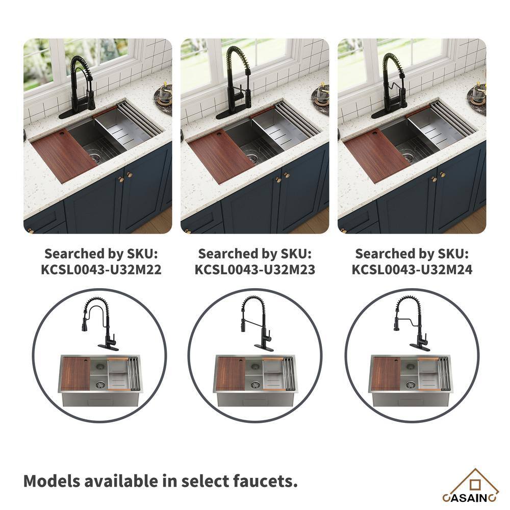 32'' Stainless Steel Undermount Kitchen Sink with Matte Black Faucet