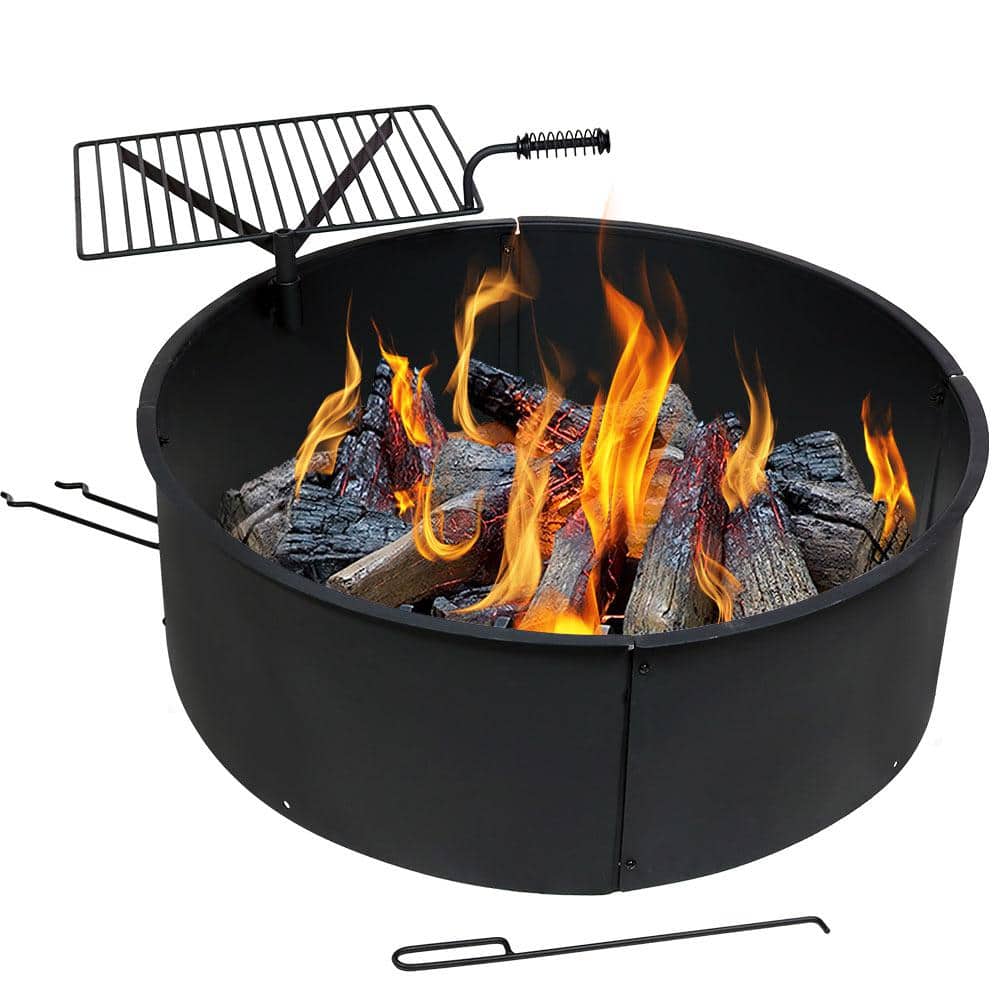Round Steel Wood Burning Fire Pit Kit, Round Fire Pit Grill