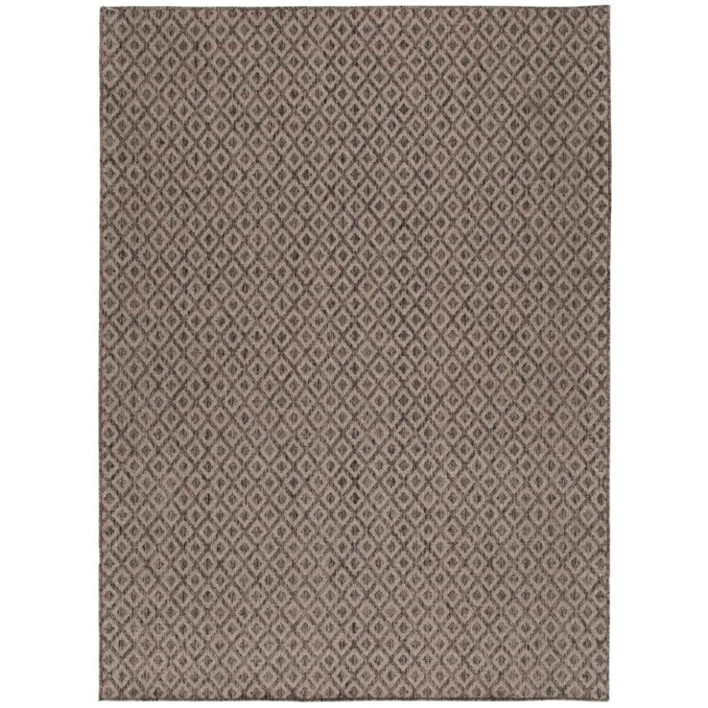 StyleWell Grey 7 ft. x 9 ft. Traditional Polypropylene Indoor/Outdoor Area Rug