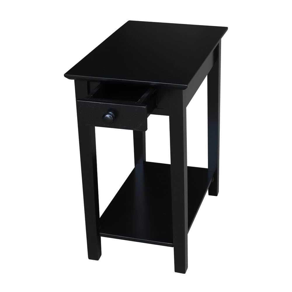 Elegant Black Solid Wood Narrow End Table with Storage