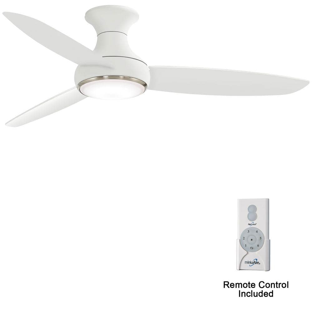 MINKA-AIRE Concept III 54 in. LED Indoor/Outdoor White Smart Ceiling Fan  with Light and Remote Control F467L-WH The Home Depot