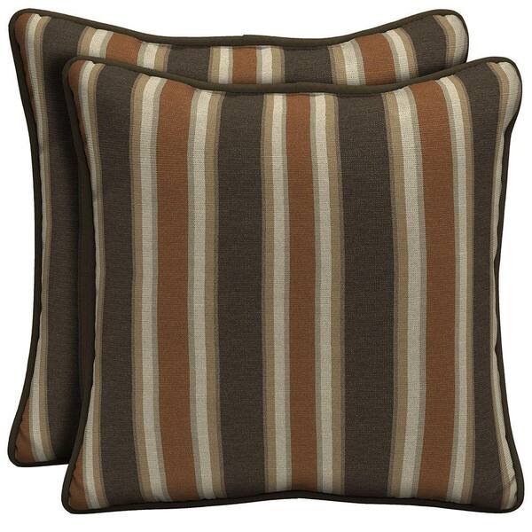 Hampton Bay Scottsdale Stripe Welted Outdoor Throw Pillow (2-Pack)