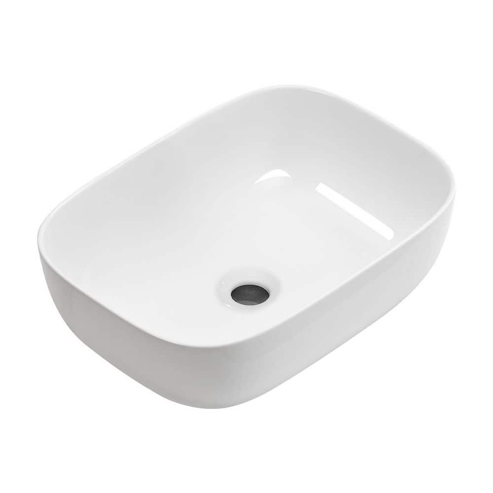 17.90 in. Vessel Bathroom Sink 12.60 in. in White Ceramic with Easy to Install Above Counter Oval Design price history on PriceWatchPro