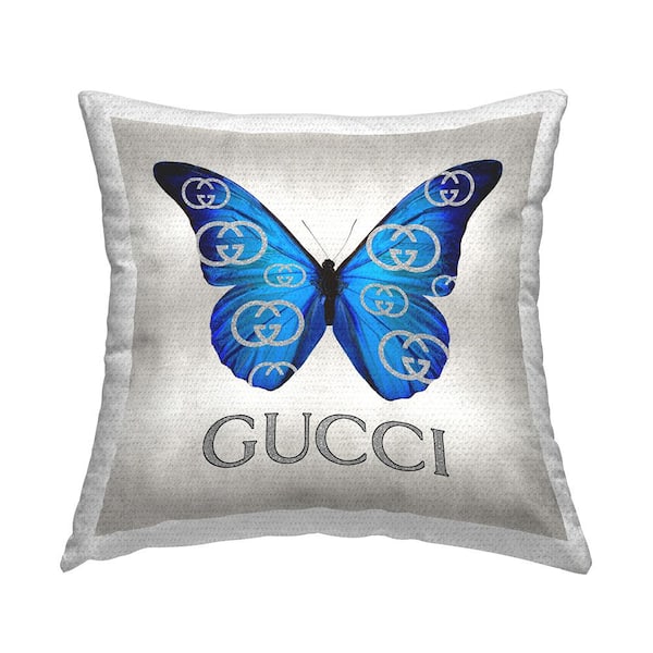 Fashion Brand Butterfly Blue Square Outdoor Throw Pillow