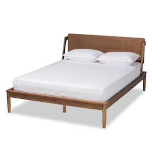 Baxton Studio Helsa Dark Grey and Walnut King Platform Bed 175