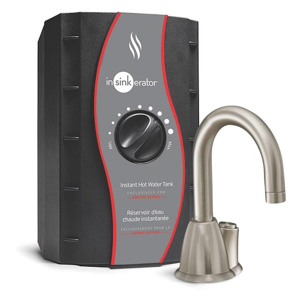 InSinkErator Invite HOT100 Series 1-Handle 6.25 in. Instant Hot Water Dispenser Tank with Faucet in Satin Nickel