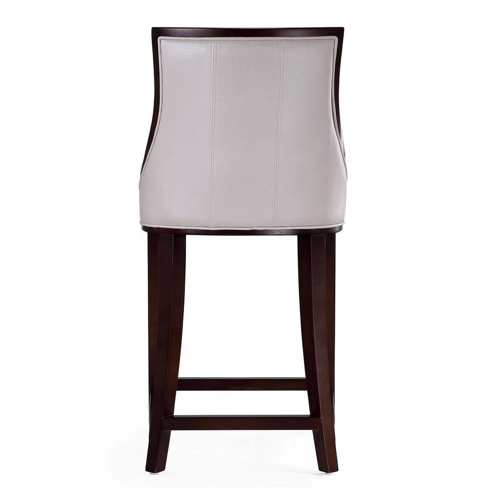 Pearl White and Walnut Elegance Faux Leather Barstool