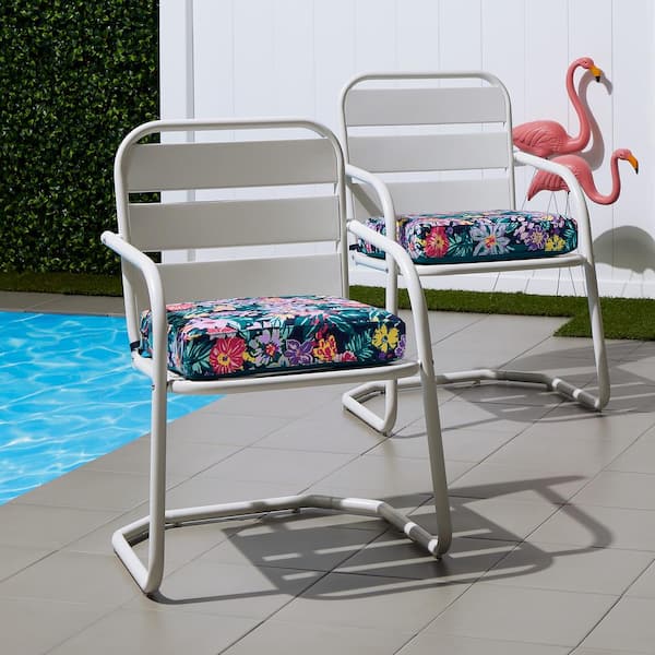 Classic Accessories Vera Bradley 19 in. L x 19 in. W x 5 in. Thick, 2-Pack  Patio Chair Cushions in Happy Blooms 62-133-013401-2PK - The Home Depot