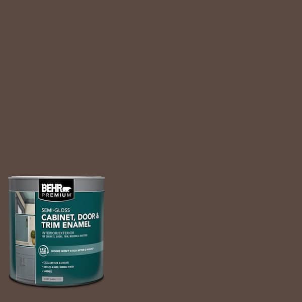 BEHR PREMIUM 1 qt. #SC-105 Padre Brown Semi-Gloss Enamel Interior/Exterior Cabinet, Door & Trim Paint