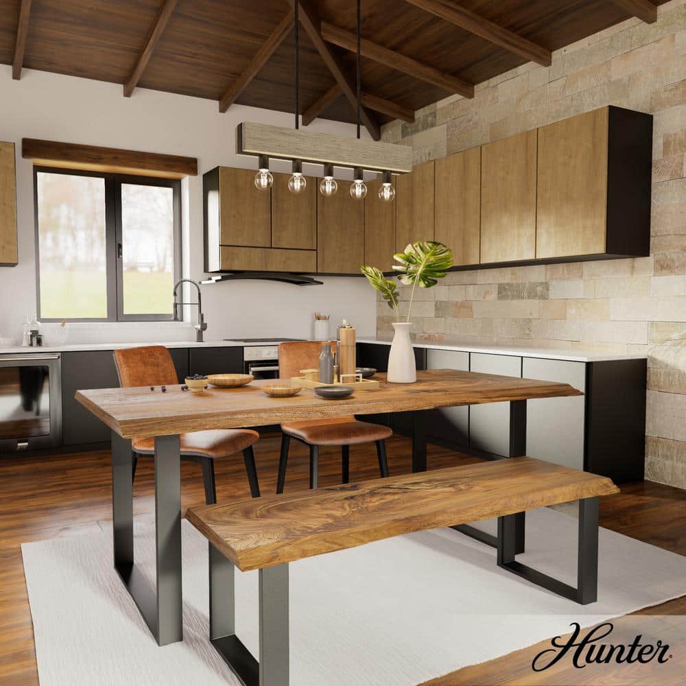 Rustic Iron and Barnwood 5-Light Linear Chandelier