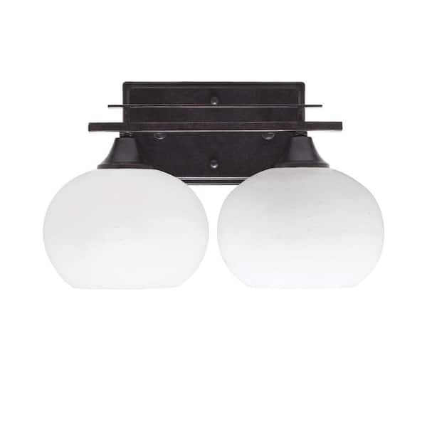 Unbranded Ontario 14.25 in. 2-Light Vanity Light Dark Granite White Muslin Glass Shade