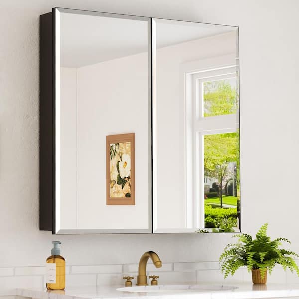 Belle 30 in. W x 30 in. H Rectangular Aluminum Medicine Cabinet with Mirror, Adjustable Shelf, Recessed or Surface Mount