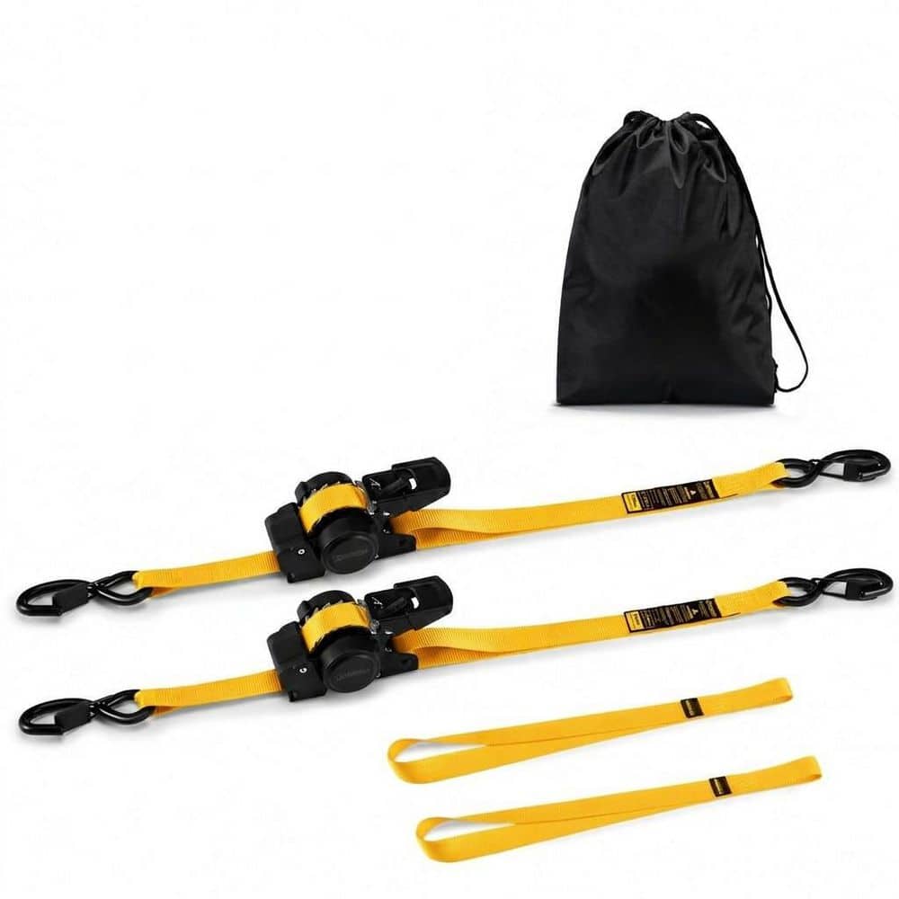 12 ft x 1 in Auto-Retract Ratchet Tie Down Straps Fastener Style Heavy Duty Self Retracting Cargo Straps 2 Pack price history on PriceWatchPro