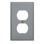 1-Gang Midway Duplex Outlet Nylon Wall Plate, Gray
