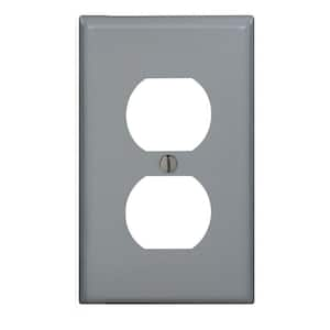 1-Gang Gray Duplex Outlet/Receptacle Nylon Midway/Midsize Wall Plate (1-Pack) 00PJ8-0GY