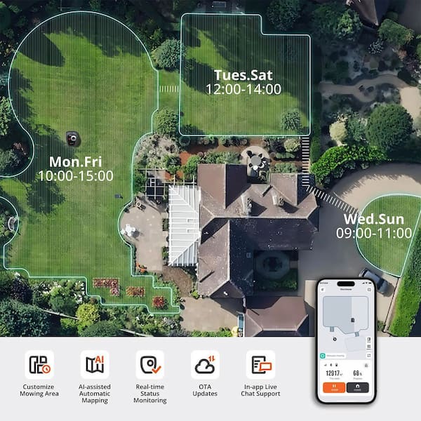 Segway Navimow - Navimow i110N 7.1 in. Robot Lawn Mower with Smart App Control, AI-Powered Assist Mapping, and Multi-Zone Management