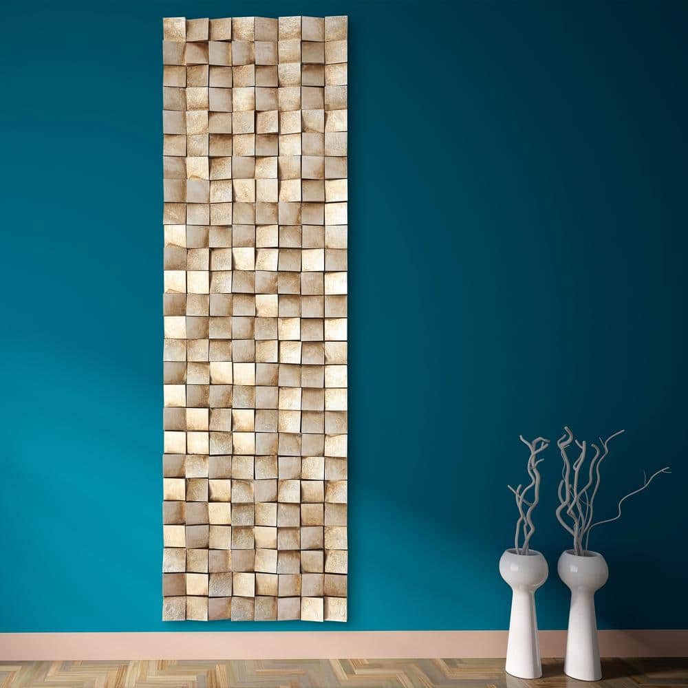 Harvest Light 72" Textured Wooden Block Wall Sculpture
