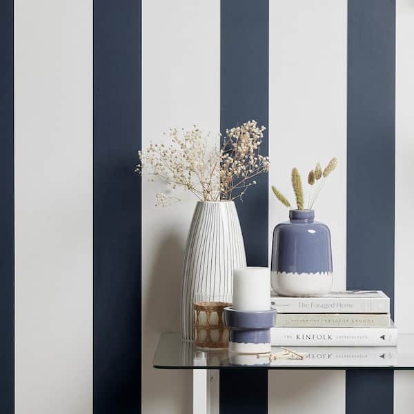 Tiago Blue Stripe Wallpaper