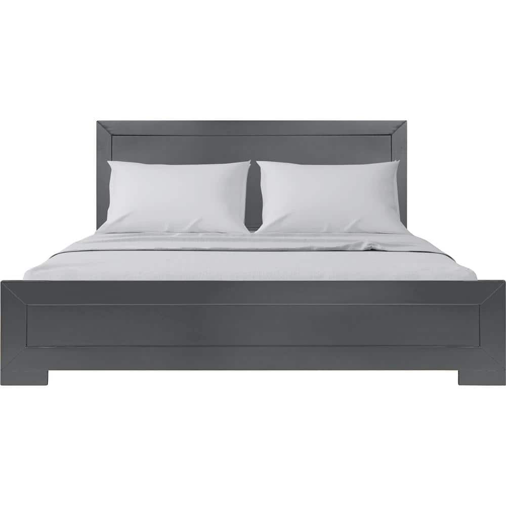 Oxford Charcoal Queen Size Upholstered Wood Platform Bed