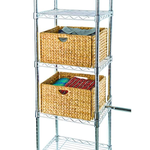 Rectangle Water Hyacinth Open-Weave Basket - Set of 2 - Greenvibe Ltd