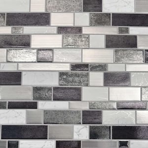 8 in. x 8 in. Silver and White Mosaic Foil Peel and Stick Paper Tile Backsplash (24-Pack)