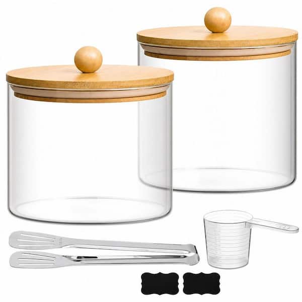 2-Piece Half Gallon Cookie Jar with Lid, Glass Food Storage Containers for Candy, Cereal, Nuts, Beans