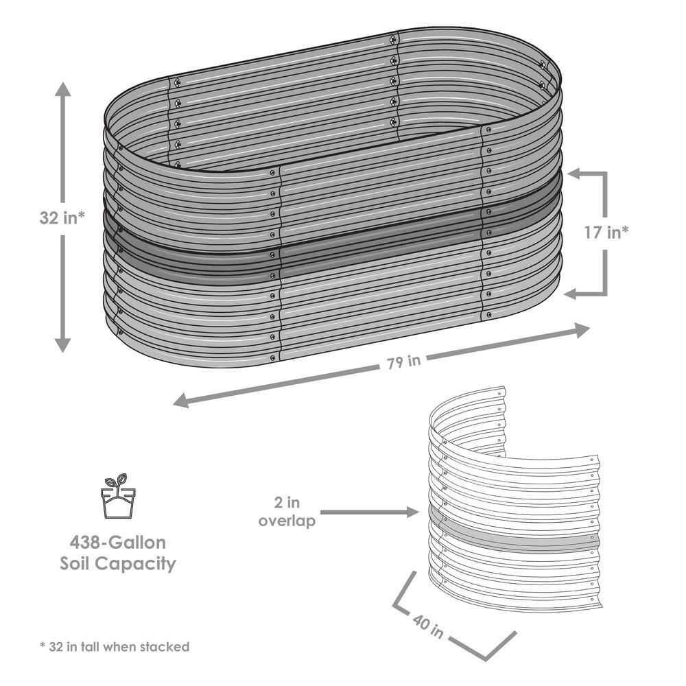 Large Brown Galvalume Steel Oval Raised Garden Bed