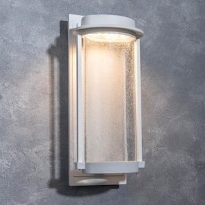 Coastal Newport White Outdoor Integrated LED Wall Lantern Sconce