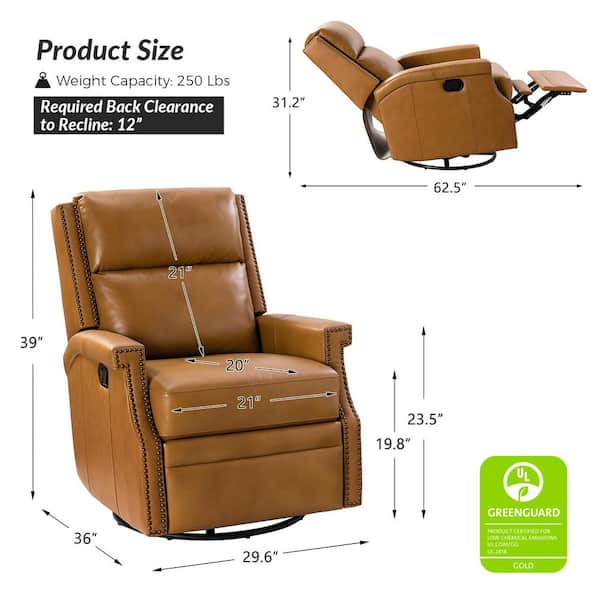 JAYDEN CREATION Dryope Camel Genuine Leather Swivel Rocker