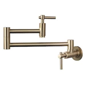 ARCORA Wall Mounted Brass Pot Filler with 2-Handles in Gold AR7101100G ...