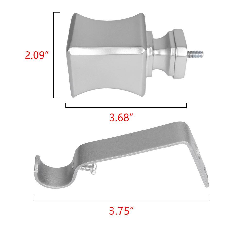 Adjustable Nickel Metal Single Curtain Rod with Decorative Finials