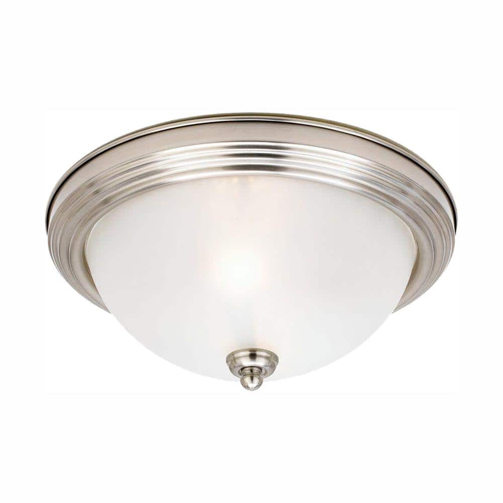 Brushed Nickel 3-Light LED Flush Mount Ceiling Fixture with Satin Etched Glass