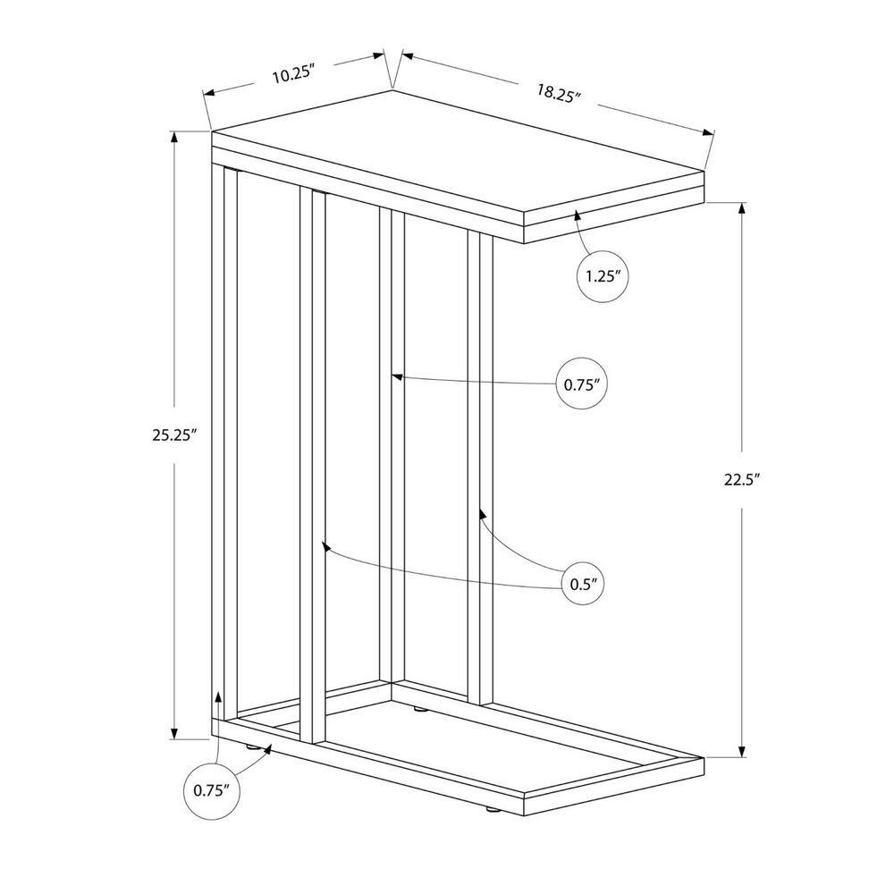 Cappuccino Particle Board and Metal Luxe Accent Table