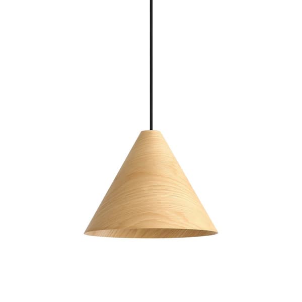 Golden Lighting Conique 9.875 in. 1 Light Light Walnut Pendant Light with Light Walnut Shade