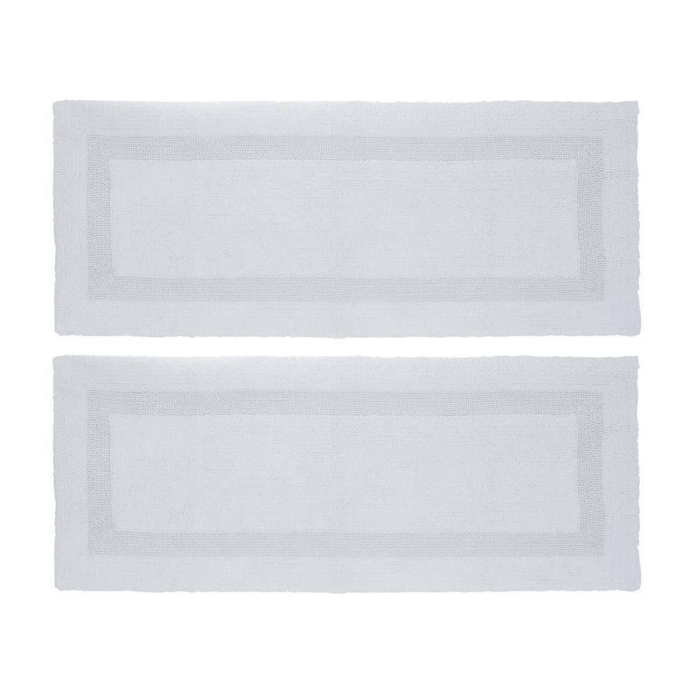 Lavish Home White Plush Cotton Rectangle 2 Piece 60 x 24 Cotton Bath