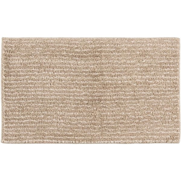 20 in. x 34 in. Light Beige/Cream Modern Stripe Rectangle Bath Mat