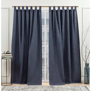 Peterson Indigo Solid Light Filtering Tuxedo Tab Top Curtain, 54 in. W x 63 in. L (Set of 2)