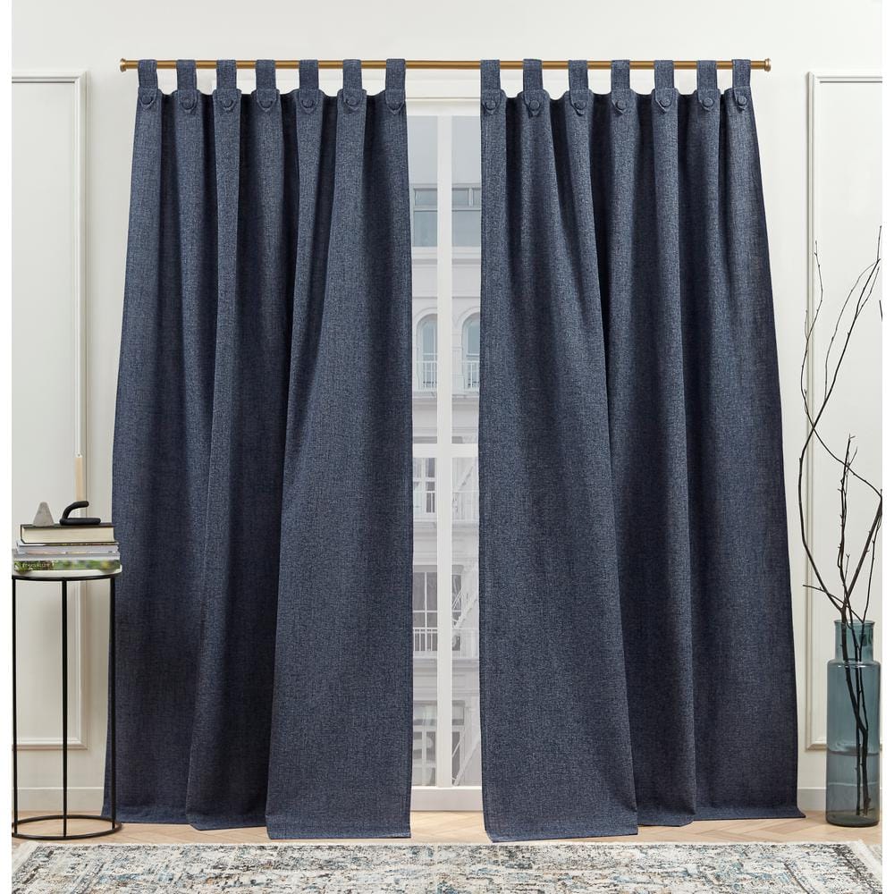 Peterson Indigo Solid Light Filtering Tuxedo Tab Top Curtain, 54 in. W x 96 in. L (Set of 2) price history on PriceWatchPro