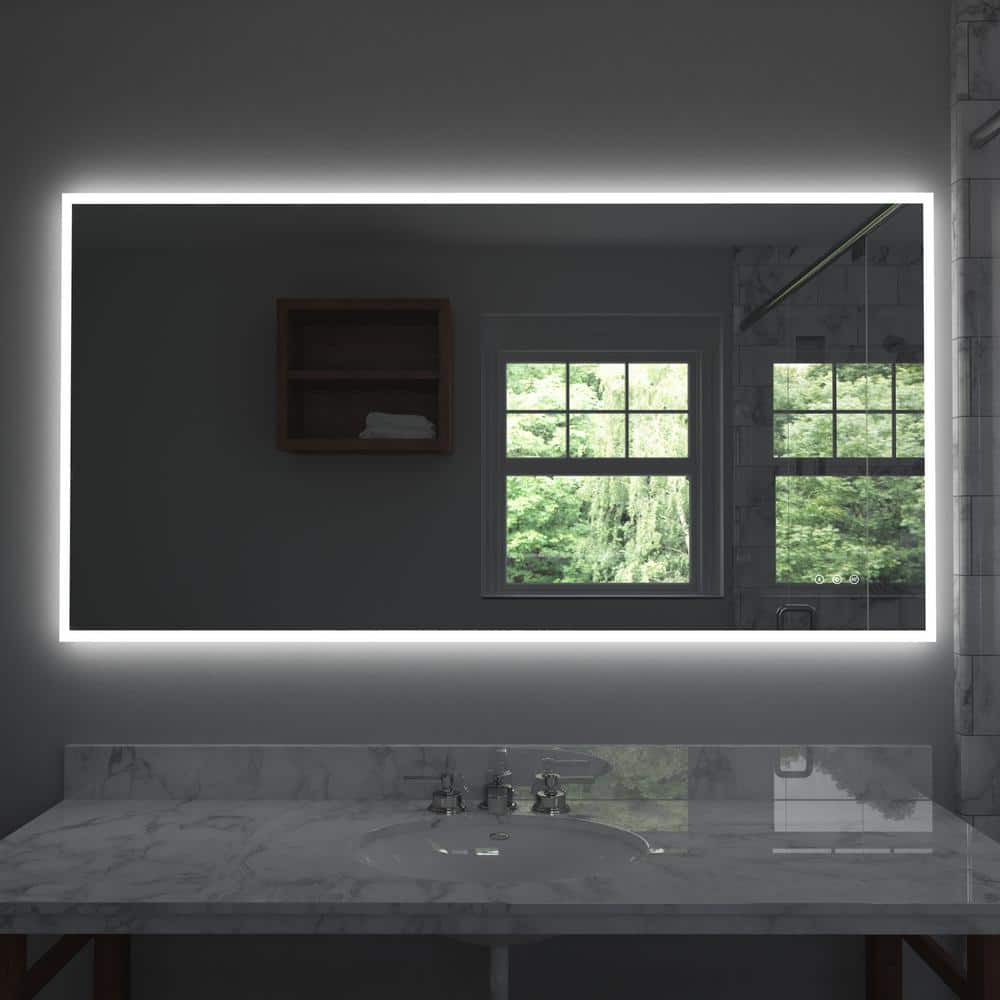 Lucent 70 in. x 36 in. Frameless Wall Mounted LED Vanity Mirror with Color 
