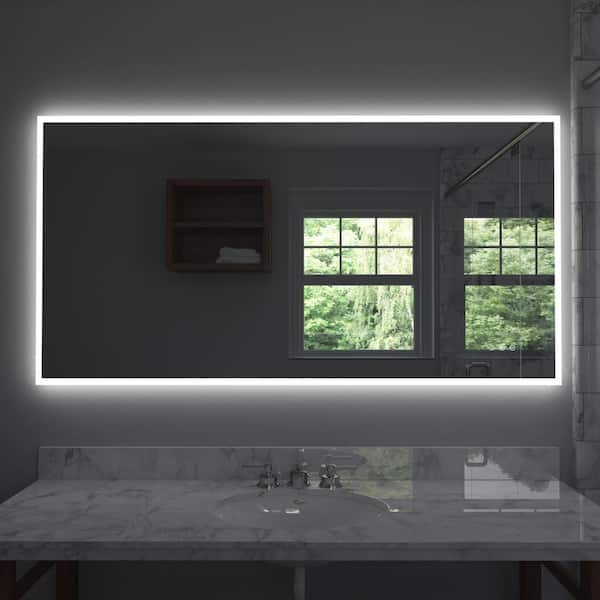 ARPELLA Lucent 70 in. x 36 in. Frameless Wall Mounted LED Vanity Mirror with Color Changer, Dimmer and Defogger