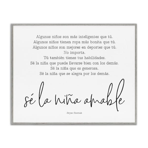 Stupell Industries Kind Girl Translation by Lettered and Lined Gray Framed Typography Giclee Art Print 11 in. x 14 in.