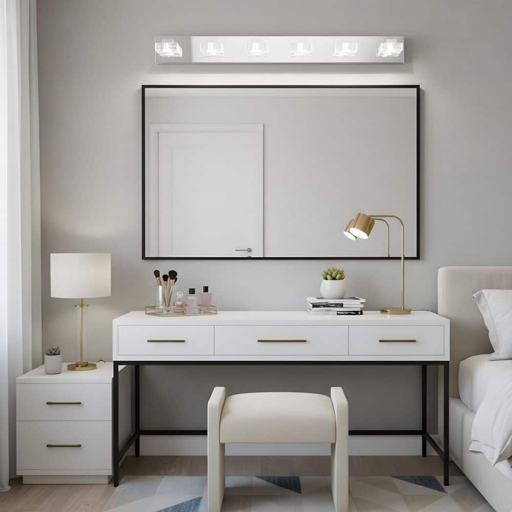37.8 in. 6-Light LED Bathroom Vanity Light with Acrylic Shade and Dimmable 6000K Light price history on PriceWatchPro