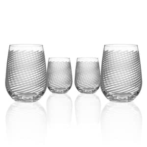 Cyclone 17 fl. oz. Stemless Wine Glasses Set (Set of 4)