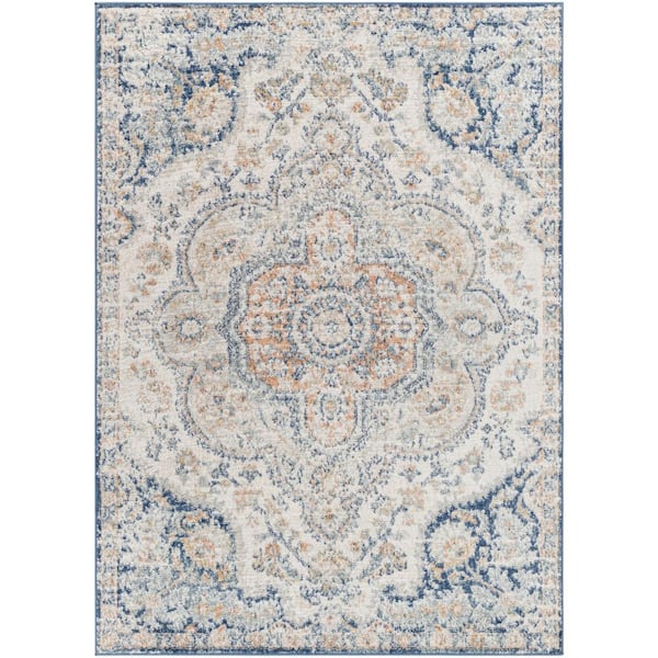 Livabliss Alois Light Beige/Blue 5 ft. x 7 ft. Indoor/Outdoor Area Rug