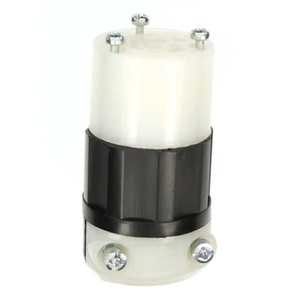Leviton 15 Amp 125-Volt Locking Grounding Connector, Black/White