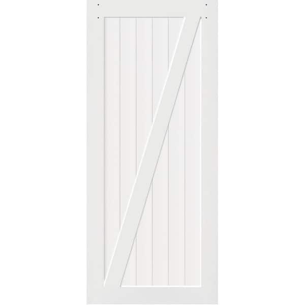 Kimberly Bay 36 in. x 83.5 in. Z-Rail White Solid Core Pine Interior Barn Door Slab