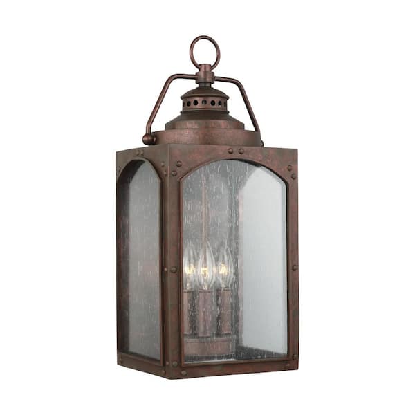 Generation Lighting Randhurst 3-Light Copper Oxide Outdoor Wall Lantern Sconce