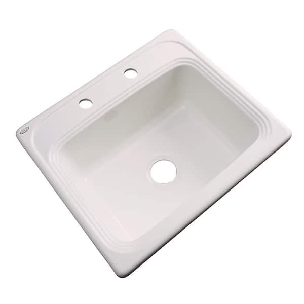 Thermocast Wellington Drop-In Acrylic 25 in. 2-Hole Single Bowl Kitchen Sink in Bone
