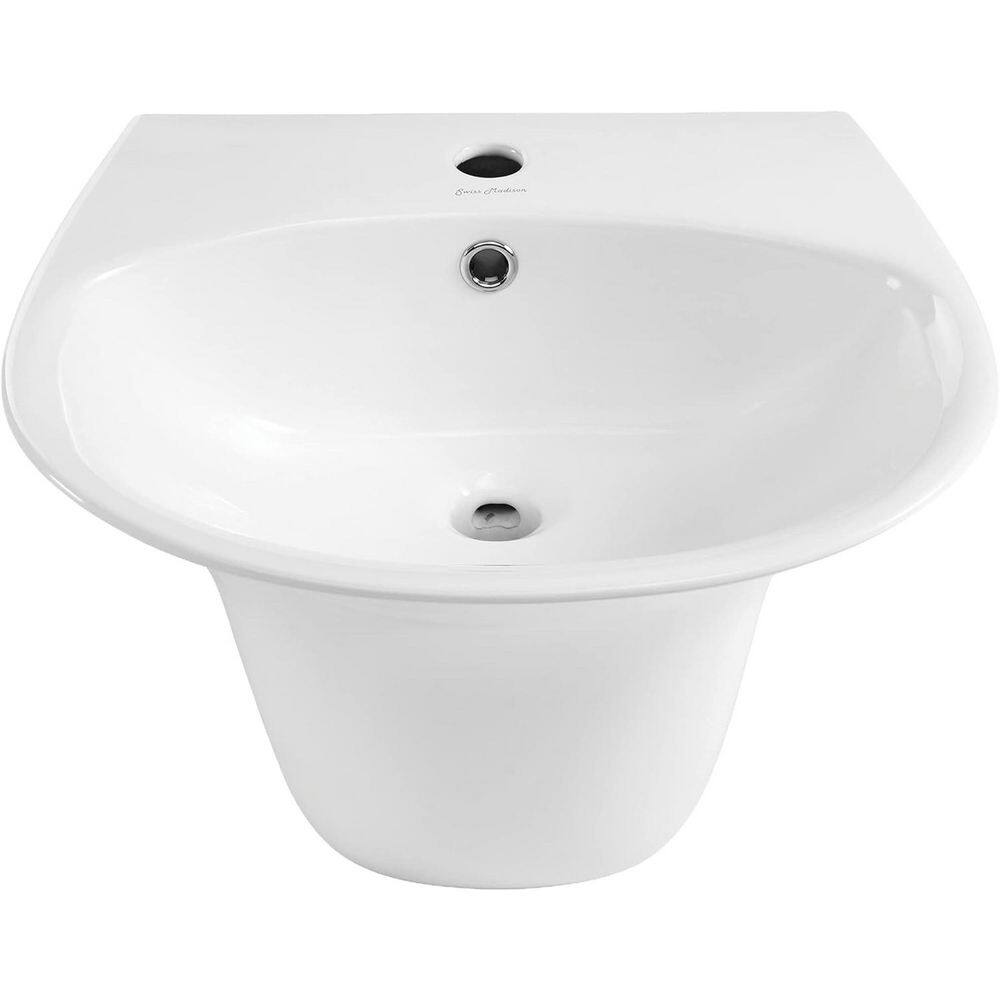 22 x 21.6 x 5.3 in. U-Shape Ceramic Wall Mount Bathroom Sink Wall Hung with Center Faucet Hole in White price history on PriceWatchPro