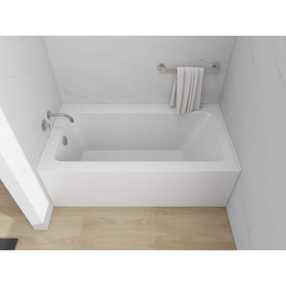 White Acrylic Alcove Skirt Bathtub with Left Drain